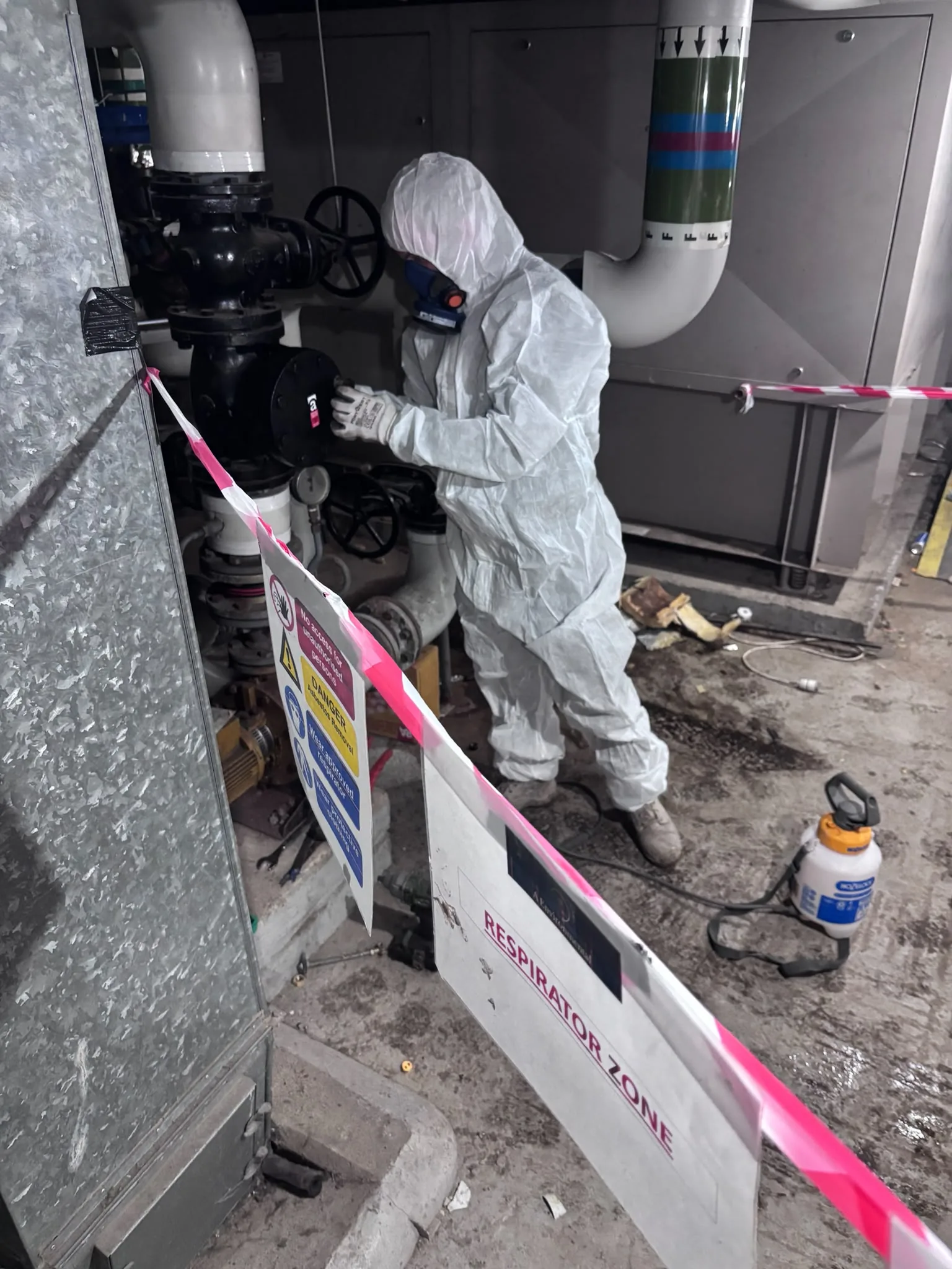 Asbestos artex removal from concrete soffit in Chiswick